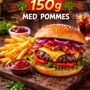2. HAMBURGER 150 GRAM MED POMMES